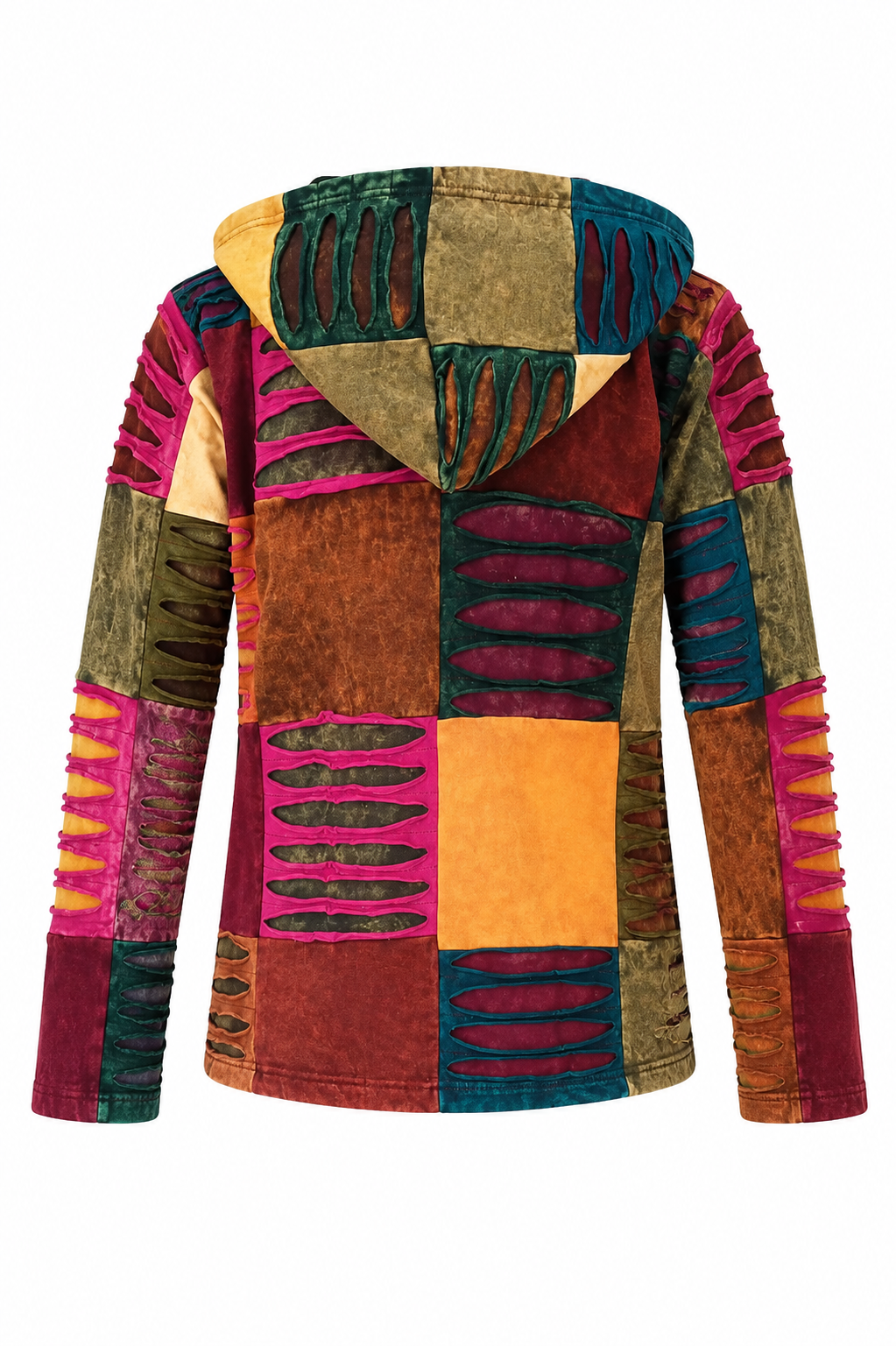Patchwork Razorcut Multicolour Festival Hoodie