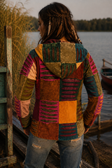 Patchwork Razorcut Multicolour Festival Hoodie