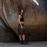 Handmade Patchwork Tie Dye Skirt – Colourful Knee Length Festival Skirt with Stretch Waist