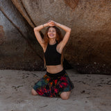 Handmade Patchwork Tie Dye Skirt – Colourful Knee Length Festival Skirt with Stretch Waist