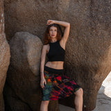 Handmade Patchwork Tie Dye Skirt – Colourful Knee Length Festival Skirt with Stretch Waist