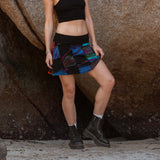 Patchwork Tie Dye Mini Skirt – Boho Festival Skirt with Stretch Waistband