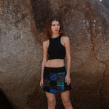 Patchwork Tie Dye Mini Skirt – Boho Festival Skirt with Stretch Waistband