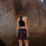 Patchwork Tie Dye Mini Skirt – Boho Festival Skirt with Stretch Waistband