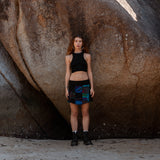 Patchwork Tie Dye Mini Skirt – Boho Festival Skirt with Stretch Waistband