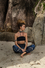 High Crotch Harem Pants - Vibrant Peacock Feather - Green