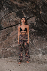High Crotch Harem Pants - Geometric Mandala - Pink/Blue