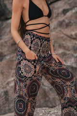 High Crotch Harem Pants - Geometric Mandala - Pink/Blue