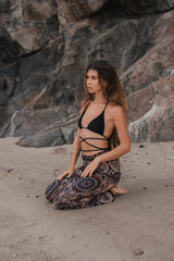 High Crotch Harem Pants - Geometric Mandala - Pink/Blue