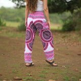 White Mandala High Cut Harem Pants - Pink