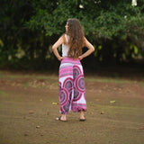 Pink & White Mandala Harem Pants – Lightweight Rayon Yoga Trousers | Boho Festival & Hippie Style