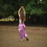 Pink & White Mandala Harem Pants – Lightweight Rayon Yoga Trousers | Boho Festival & Hippie Style