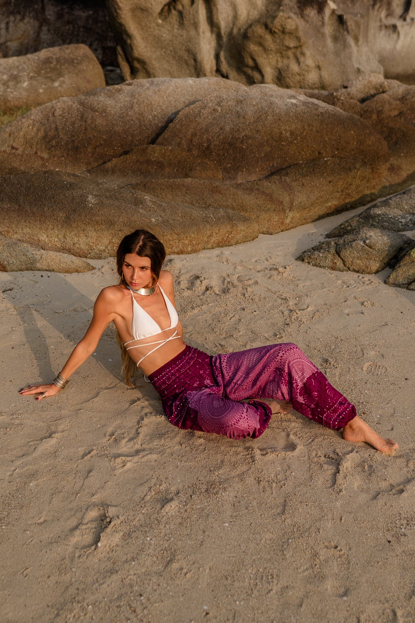 High Crotch Harem Pants - Cute Mandala - Pink