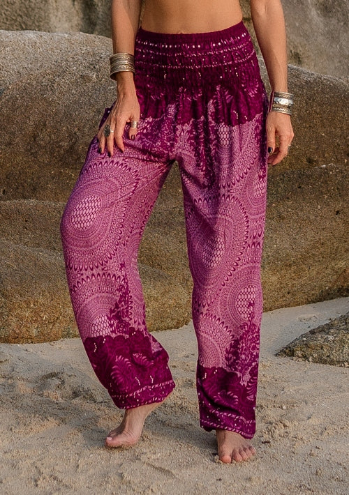 High Crotch Harem Pants Cute Mandala Pink
