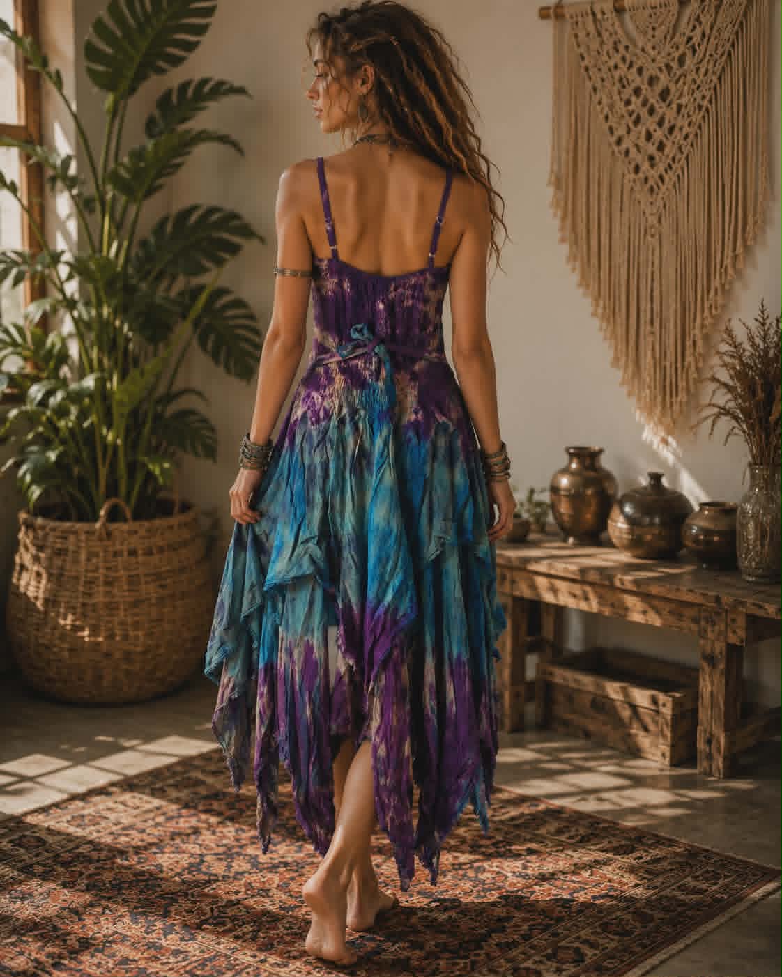 Tie Dye Fairy Pixie Hem Dress – Boho Festival Corset Dress