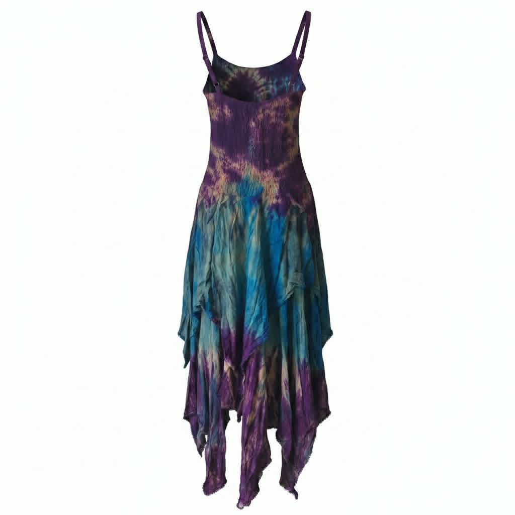 Tie Dye Fairy Pixie Hem Dress – Boho Festival Corset Dress