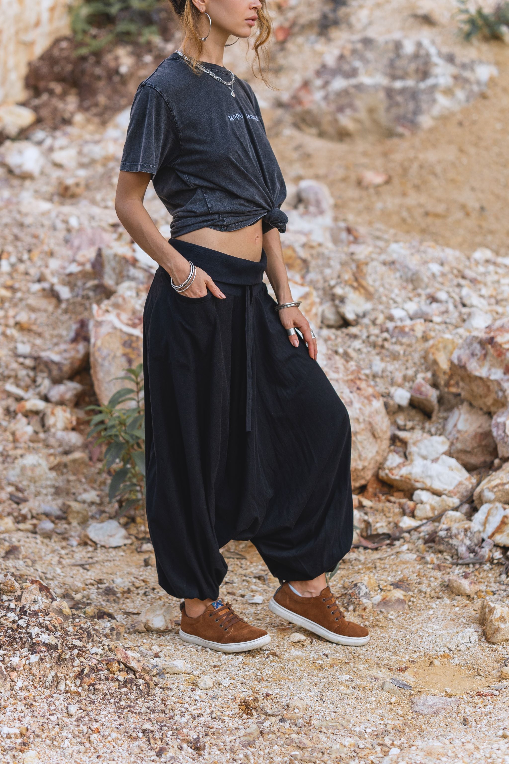Plain Soft Cotton Harem Pants – Boho Yoga Trousers | Various Colours
