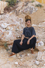 Harem Pants - Plain Cotton - Black