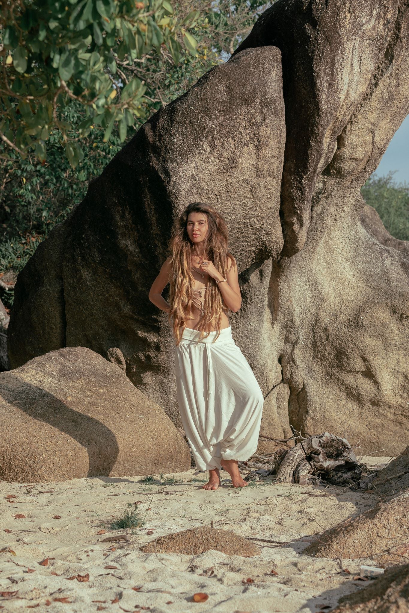 Harem Pants - Plain Cotton - Cream