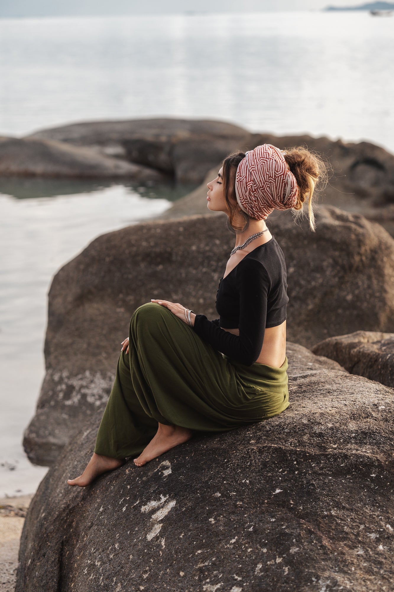 Harem Pants - Plain Cotton - Green