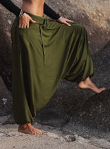 Harem Pants - Plain Cotton - Green
