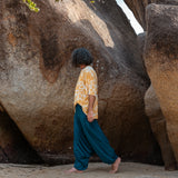 Men’s Cotton Harem Pants – Solid Teal | Boho Yoga Festival Trousers