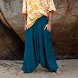 Men’s Cotton Harem Pants – Solid Teal | Boho Yoga Festival Trousers