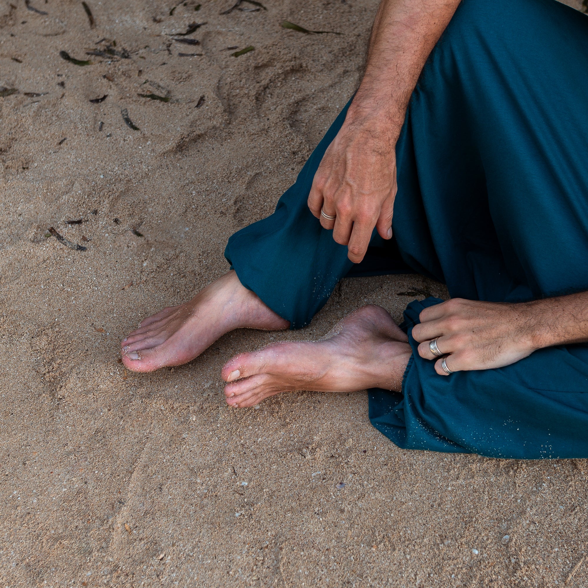 Men’s Cotton Harem Pants – Solid Teal | Boho Yoga Festival Trousers