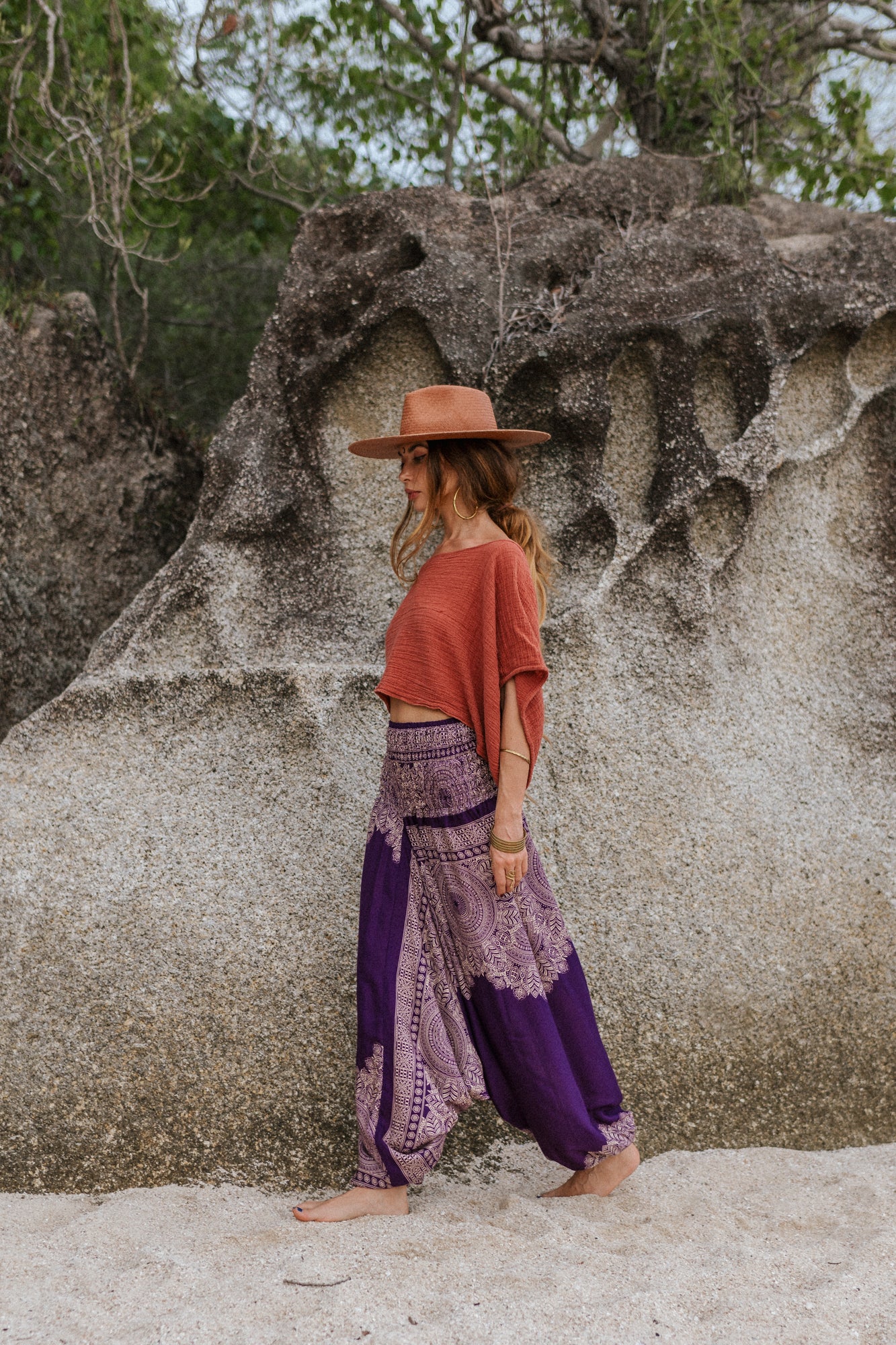 Harem Pants Plain Mandala Purple