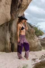 High Crotch Harem Pants - Plain Mandala - Purple