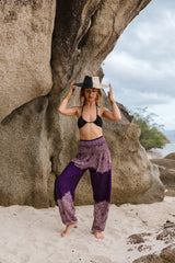 High Crotch Harem Pants - Plain Mandala - Purple
