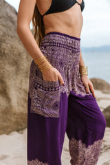 High Crotch Harem Pants - Plain Mandala - Purple