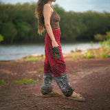 Elephant Print Warm Harem Blanket Pants with Pockets - Red