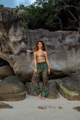 High Crotch Harem Pants - Geometric Mandala - Sea Green