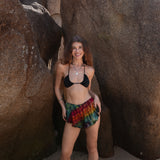 Sea Green Rainbow Tie Dye Boho Shorts | Festival Summer Wear