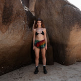 Sea Green Rainbow Tie Dye Boho Shorts | Festival Summer Wear