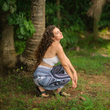 White Mandala High Cut Harem Pants - Black