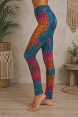 Tie Dye Leggings - Greyish Teal, Pink, Purple & Orange