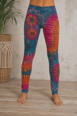 Tie Dye Leggings - Greyish Teal, Pink, Purple & Orange