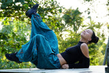 Teal Cotton Harem Pants with Embroidered Butterfly