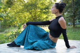 Teal Cotton Harem Pants with Embroidered Butterfly