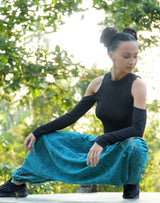 Teal Cotton Harem Pants with Embroidered Butterfly