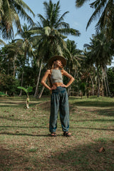 High Crotch Harem Pants - Intricate Mandala - Teal