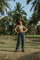 High Crotch Harem Pants - Intricate Mandala - Teal