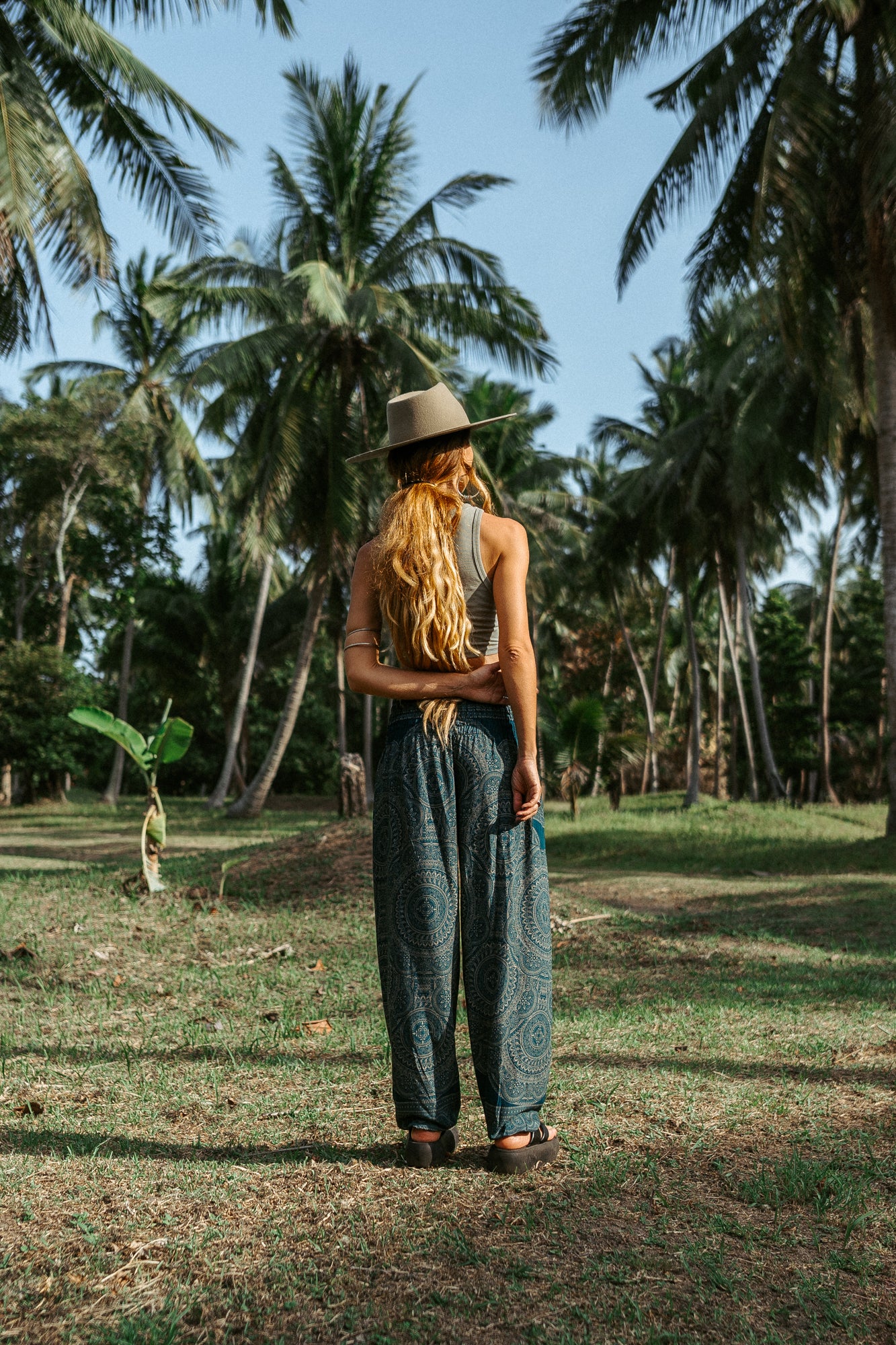 High Crotch Harem Pants - Intricate Mandala - Teal