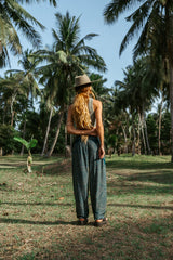 High Crotch Harem Pants - Intricate Mandala - Teal