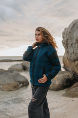 Wool Jacket - Eyelet Pattern - Teal