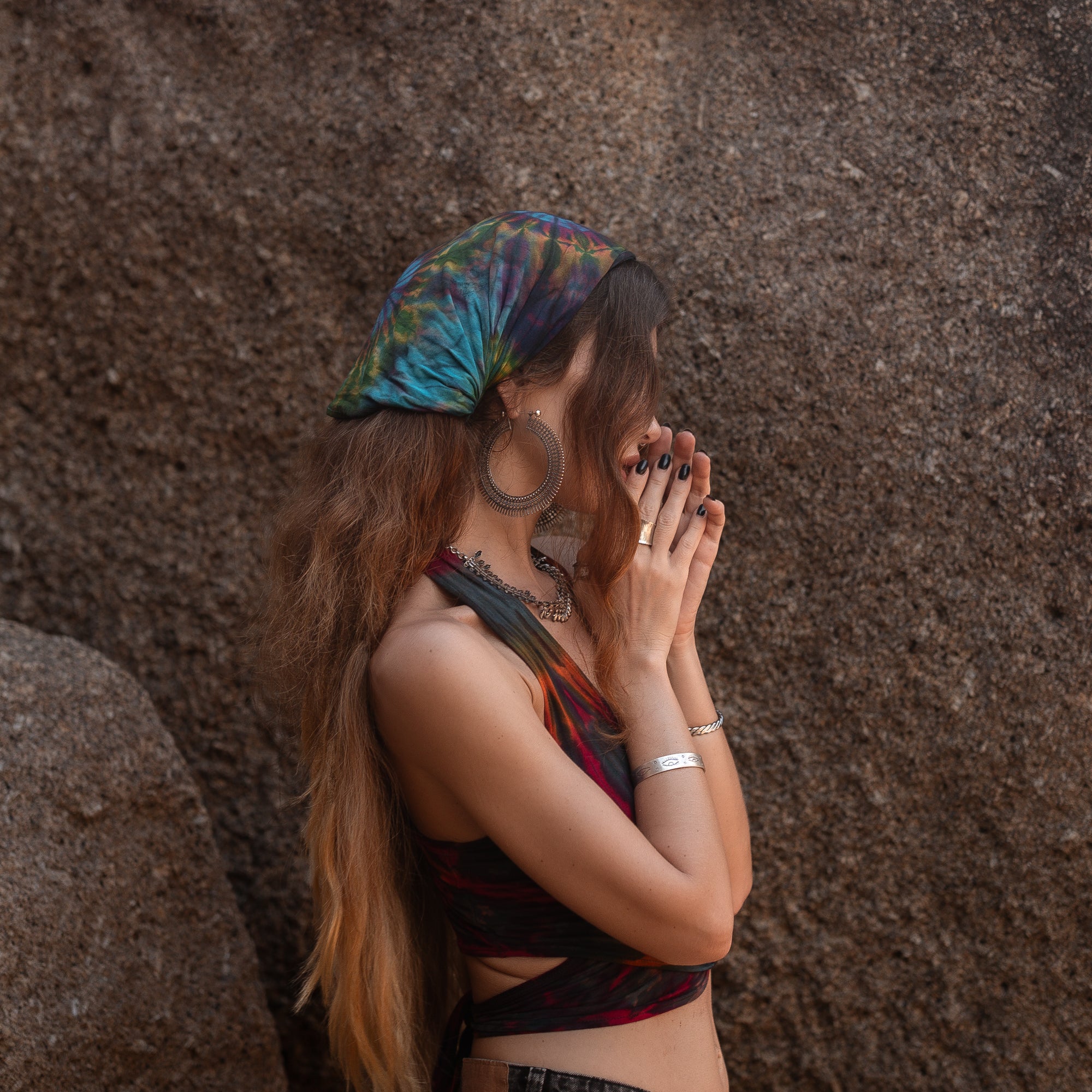 Tie Dye Bandana – Boho Elastic Festival Headscarf