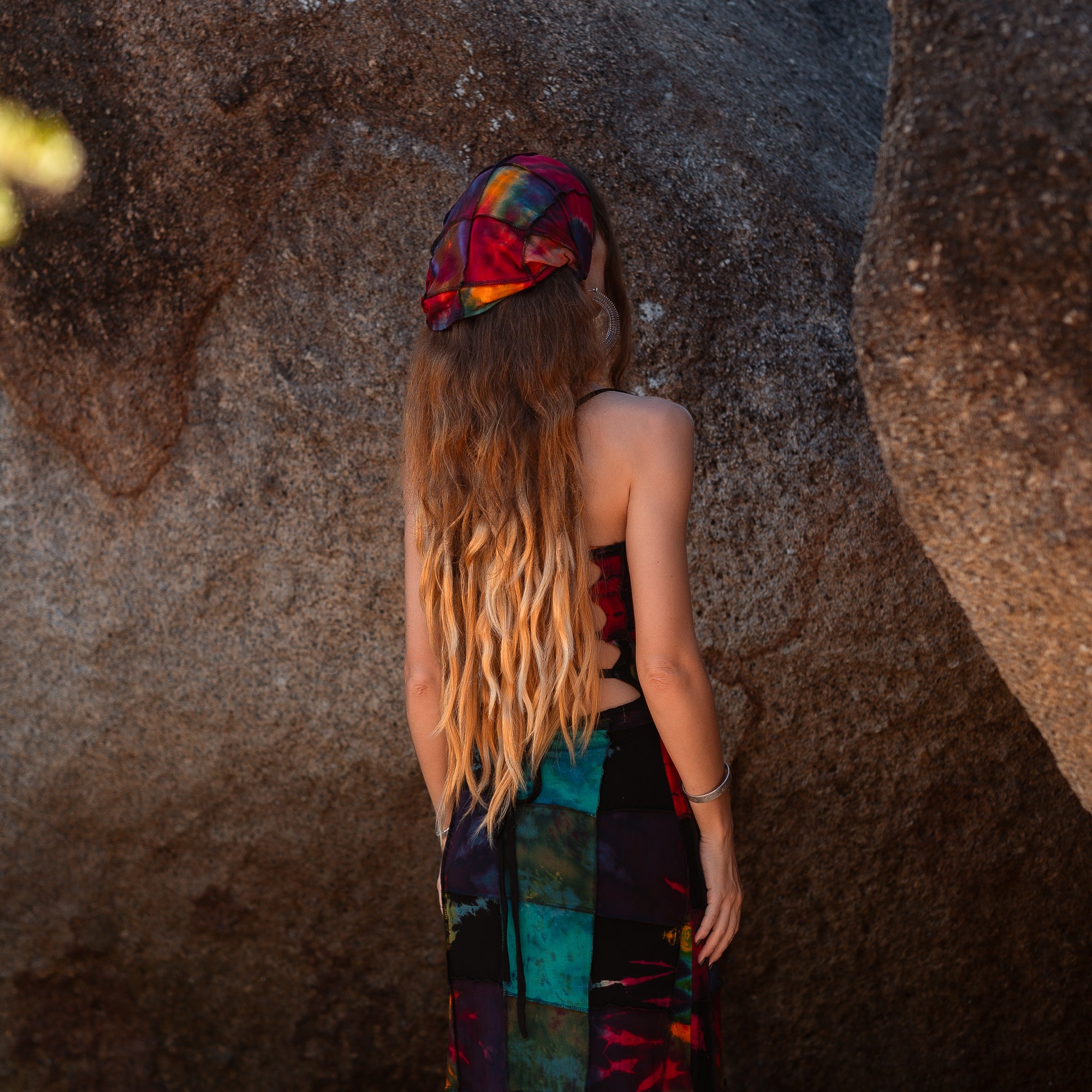 Tie Dye Patchwork Bandana – Boho Hippie Festival Headscarf