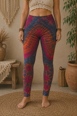 Tie Dye Leggings - Grey/Blue with Pink & Orange